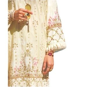 Almirah Floral Eyelet Embroidered Cream Dress / Kurta SZ XS